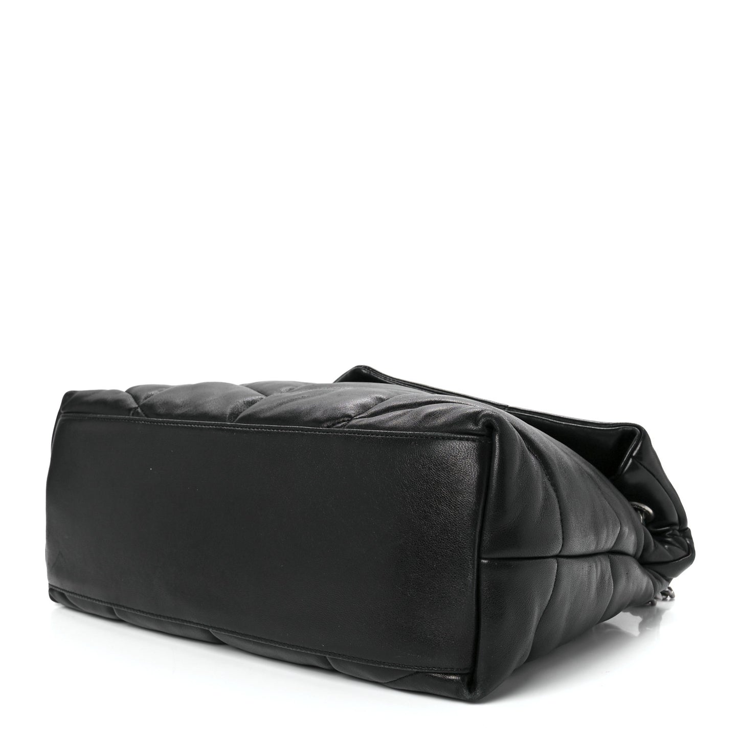 Lambskin Quilted Medium Loulou Puffer Monogram Chain Satchel Black