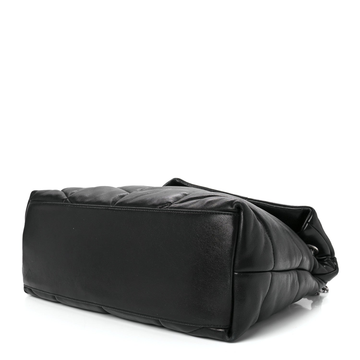 Saint Laurent Lambskin Quilted Medium Loulou Puffer Monogram Chain Satchel Black 10 of 12