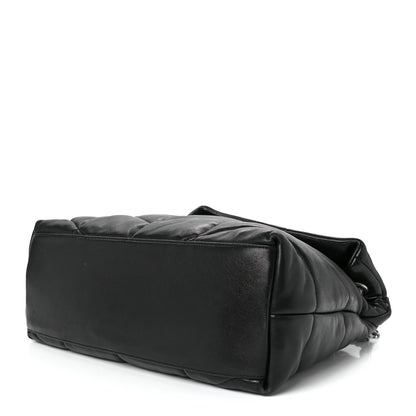 Saint Laurent Lambskin Quilted Medium Loulou Puffer Monogram Chain Satchel Black 10 of 12