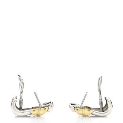 David Yurman Sterling Silver 14K Yellow Gold Classic Wheat Earrings 3 of 4