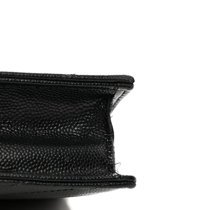 Saint Laurent Grain De Poudre Matelasse Chevron Monogram Envelope Chain Wallet Black 11 of 11