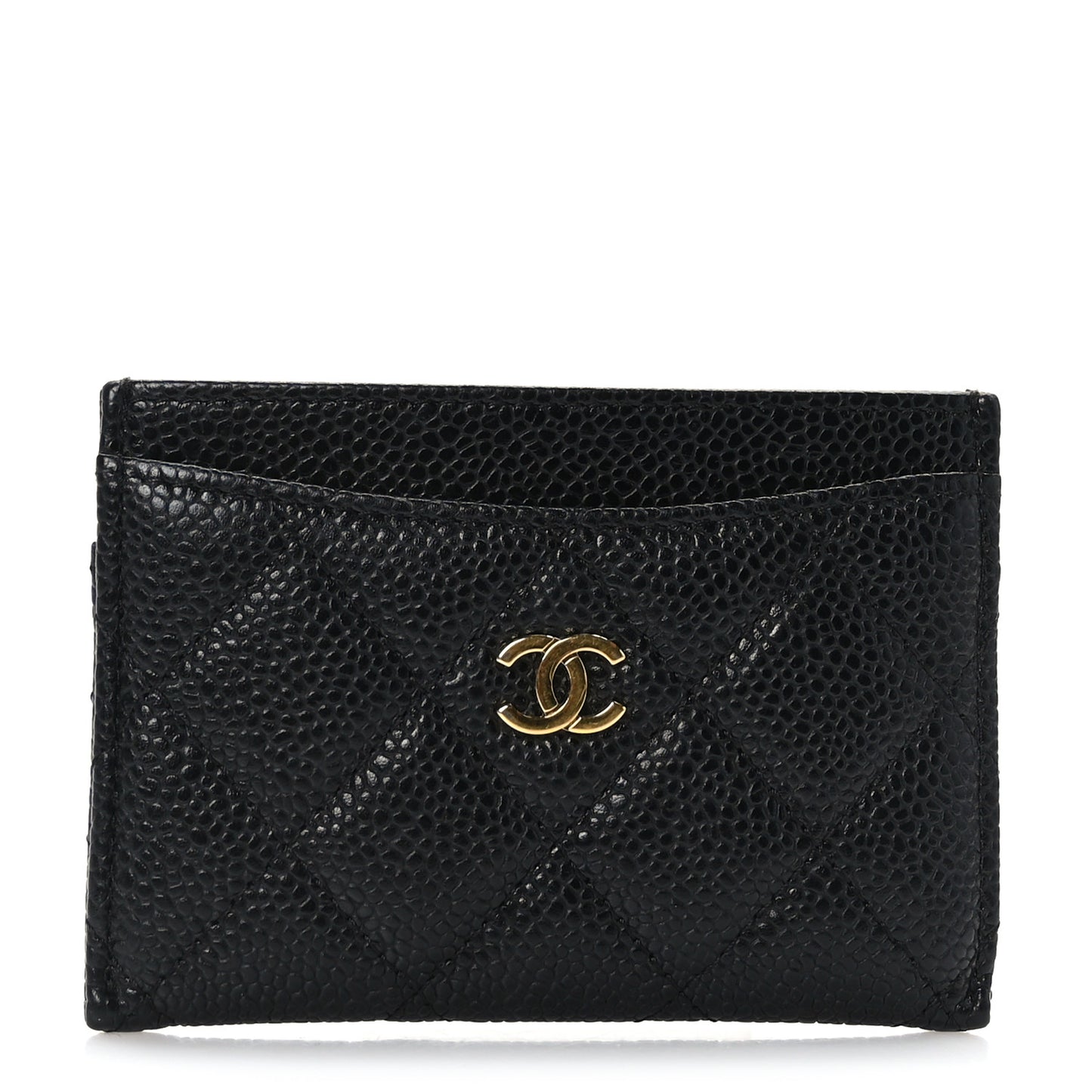 Caviar Quilted Card Holder Black