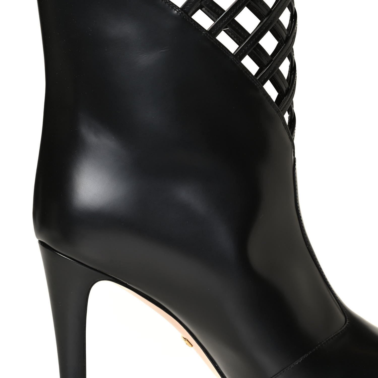 Gucci Plume Calfskin Damir Lattice Cutout Boots 38 Black 6 of 6