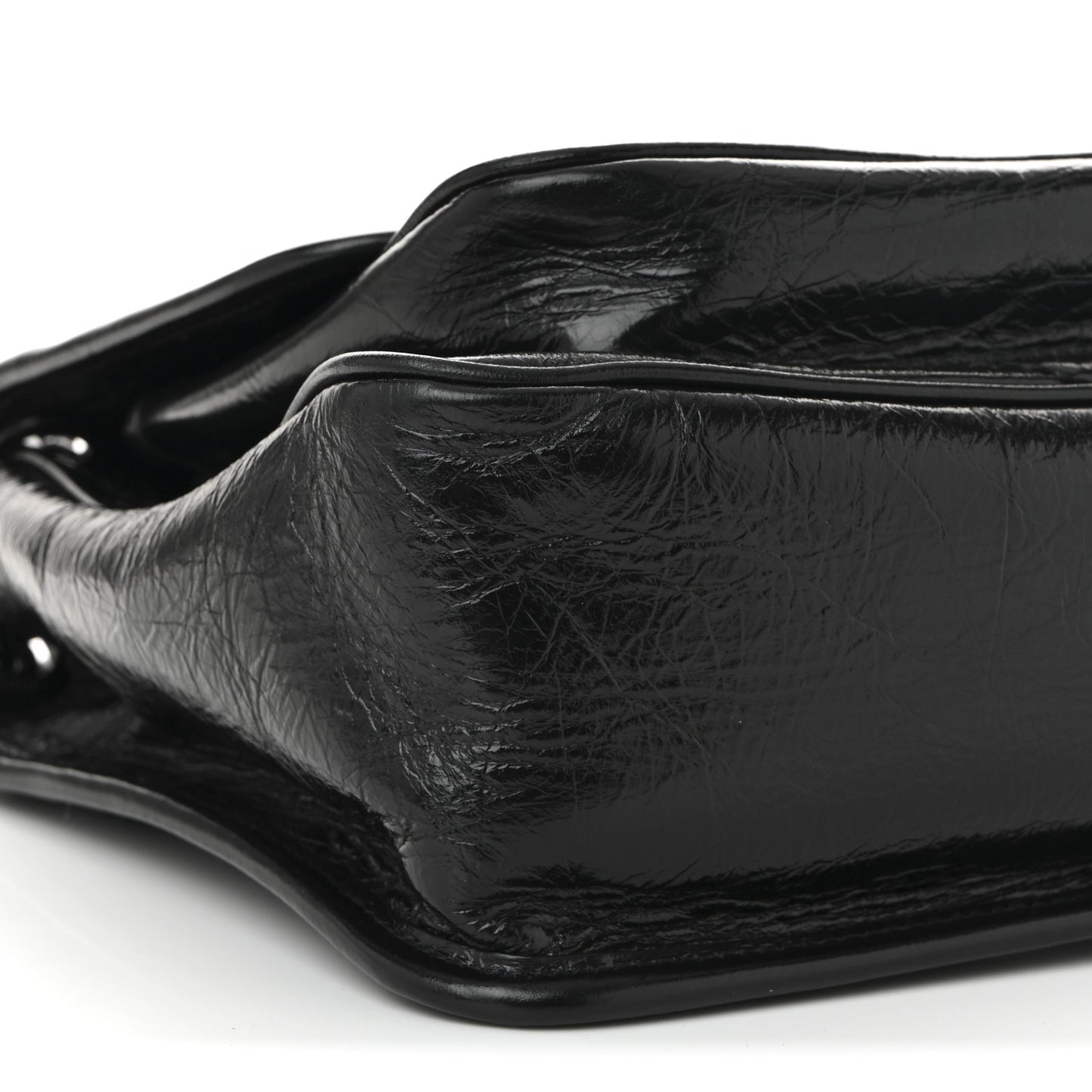 Crinkled Calfskin Matelasse Monogram Medium Niki Chain Satchel Black