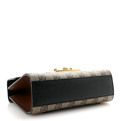 Gucci GG Supreme Monogram Calfskin Small Padlock Shoulder Bag Beige Black Cuir 4 of 10