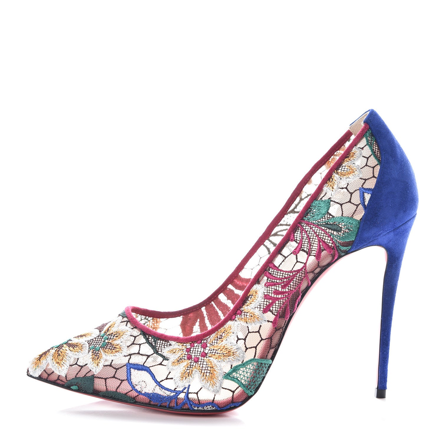 Christian Louboutin Lace Veau Velours Florale Follies 100 Pumps 40.5 Multicolor 1 of 10