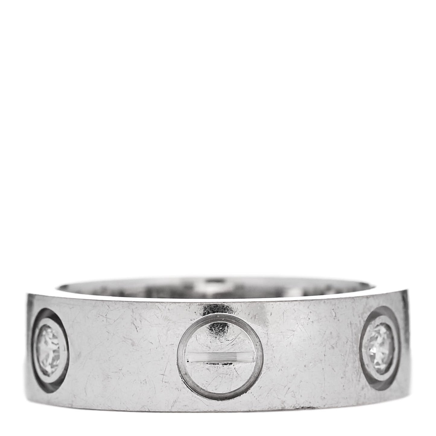 18K White Gold 3 Diamond 5.5mm LOVE Ring 48 4.5