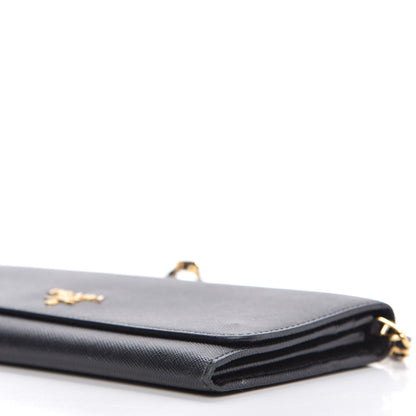 Prada Saffiano Metal Oro Chain Wallet Black 7 of 11