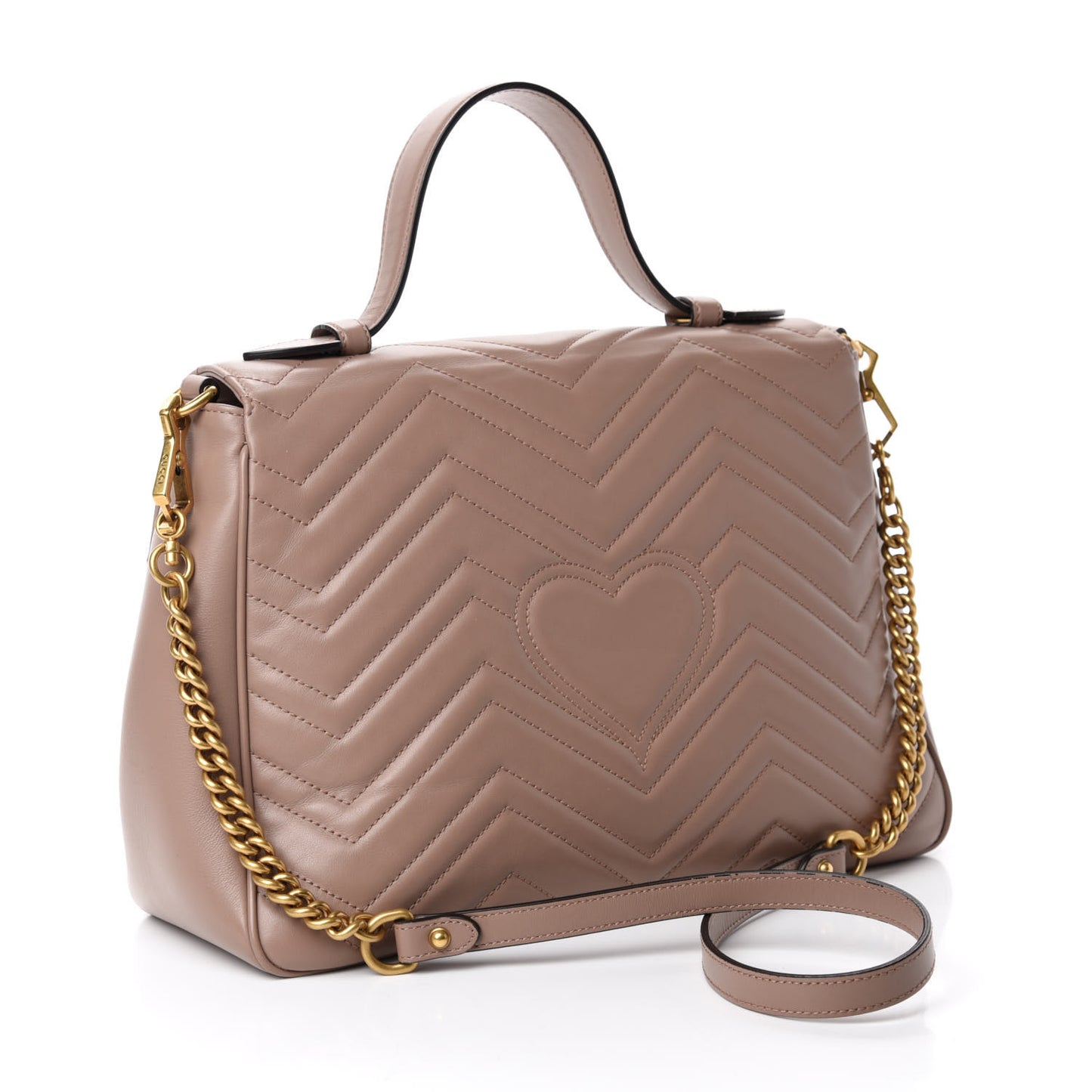Calfskin Matelasse Medium GG Marmont Top Handle Shoulder Bag Porcelain Rose