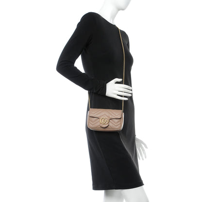 Gucci Calfskin Matelasse Super Mini GG Marmont Shoulder Bag Porcelain Rose 2 of 7