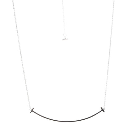 Tiffany Sterling Silver Large T Smile Pendant Necklace 3 of 6