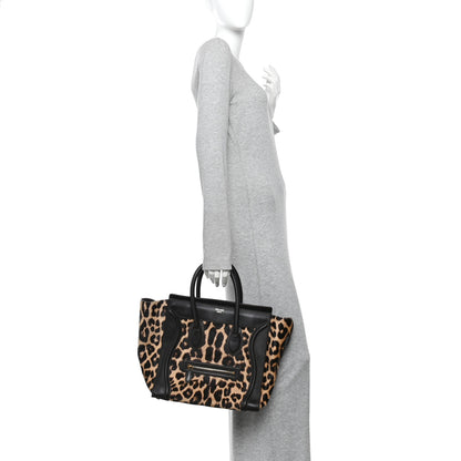 Celine Leopard Pony Hair Mini Luggage Black 2 of 12
