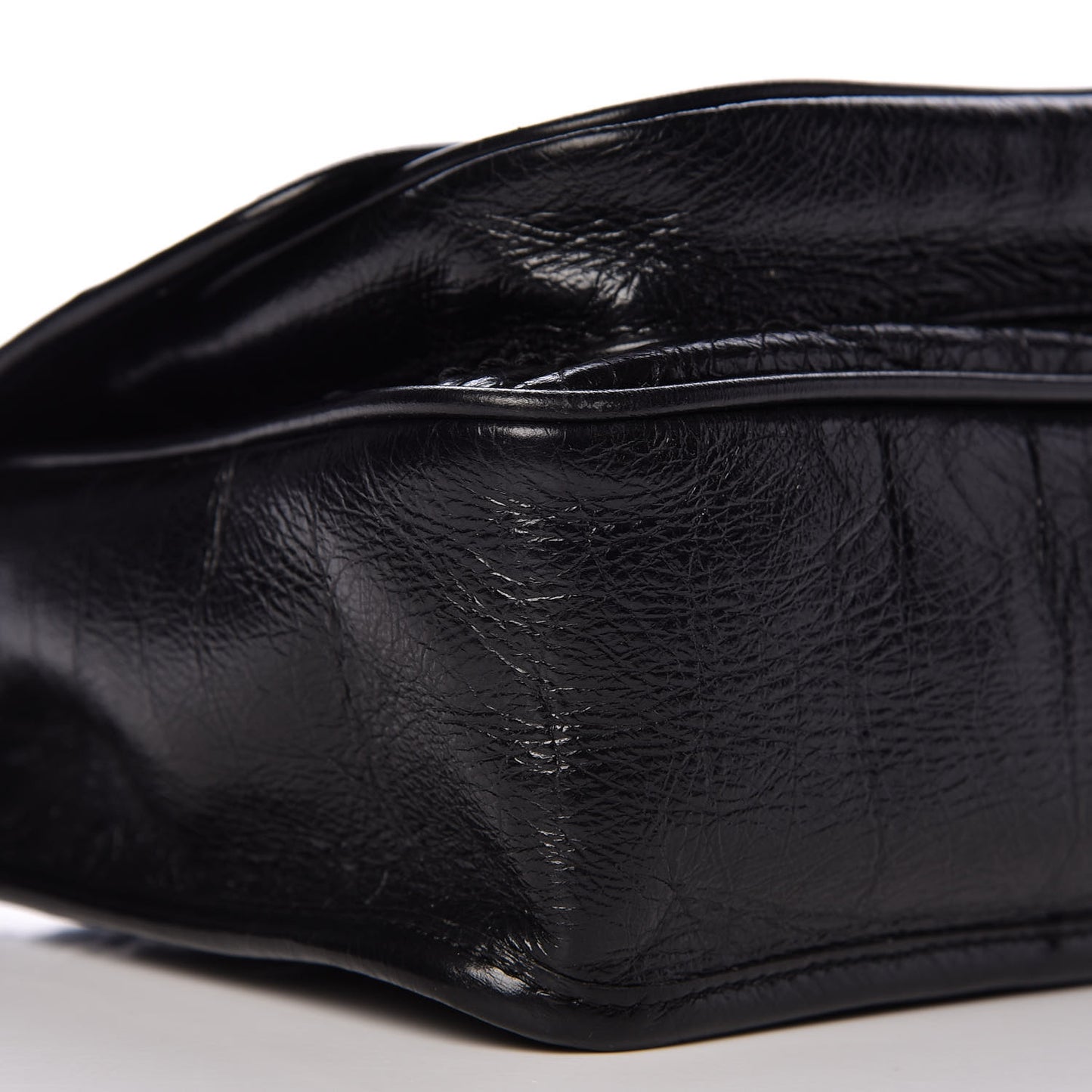 Crinkled Calfskin Matelasse Monogram Baby Niki Chain Satchel Black