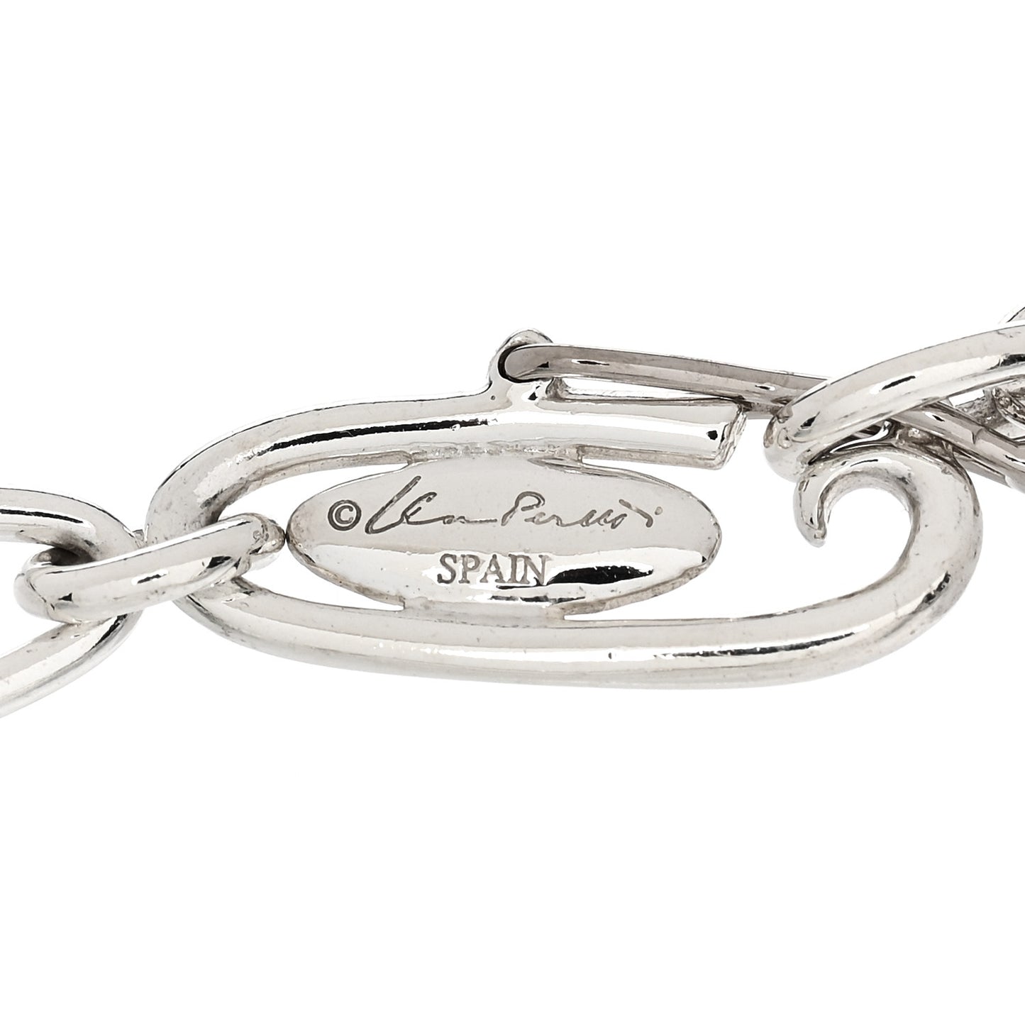 Sterling Silver Elsa Peretti Open Heart Oval Link Charm Bracelet