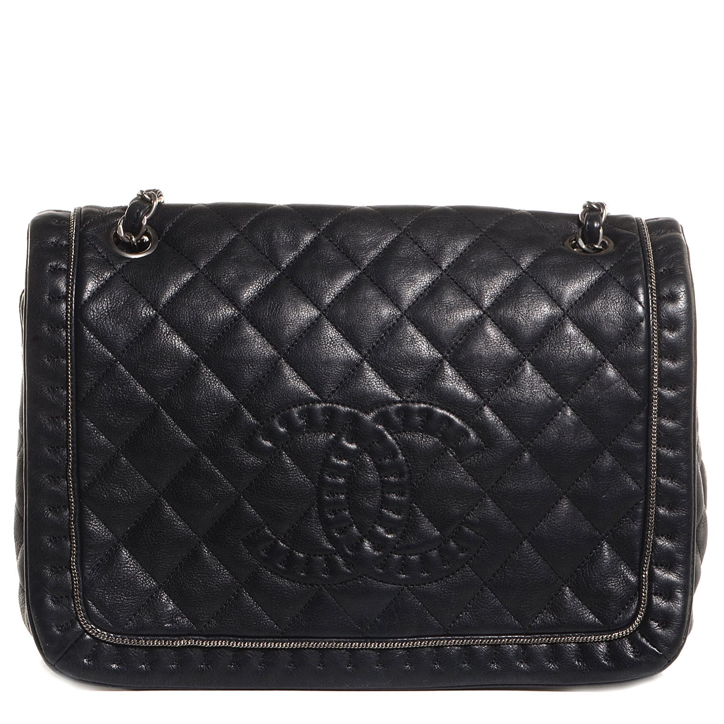 Calfskin Quilted Large Istanbul Flap Black