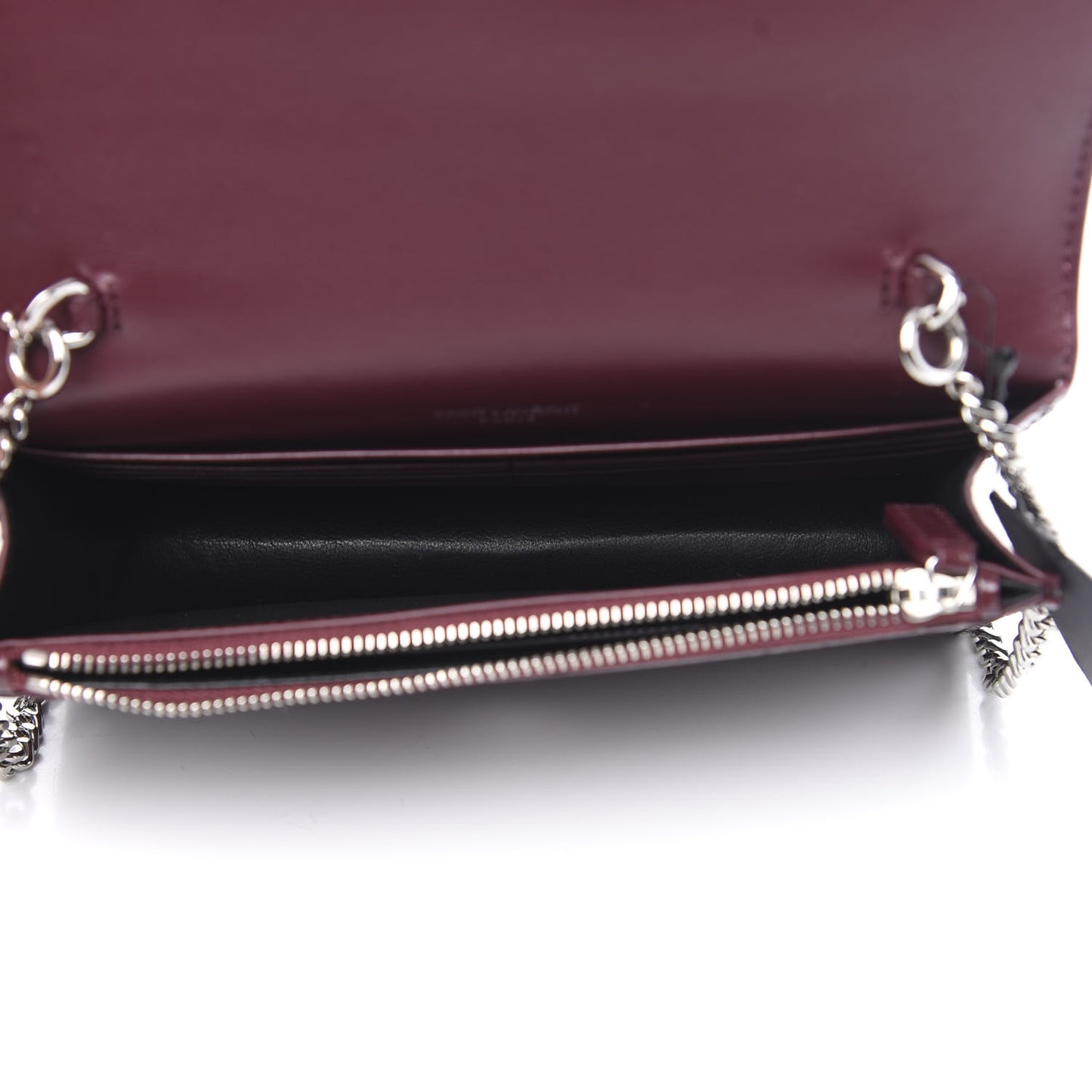Calfskin Crocodile Embossed Kate Monogram Tassel Chain Wallet Rouge Legion