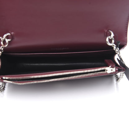 Saint Laurent Calfskin Crocodile Embossed Kate Monogram Tassel Chain Wallet Rouge Legion 5 of 8