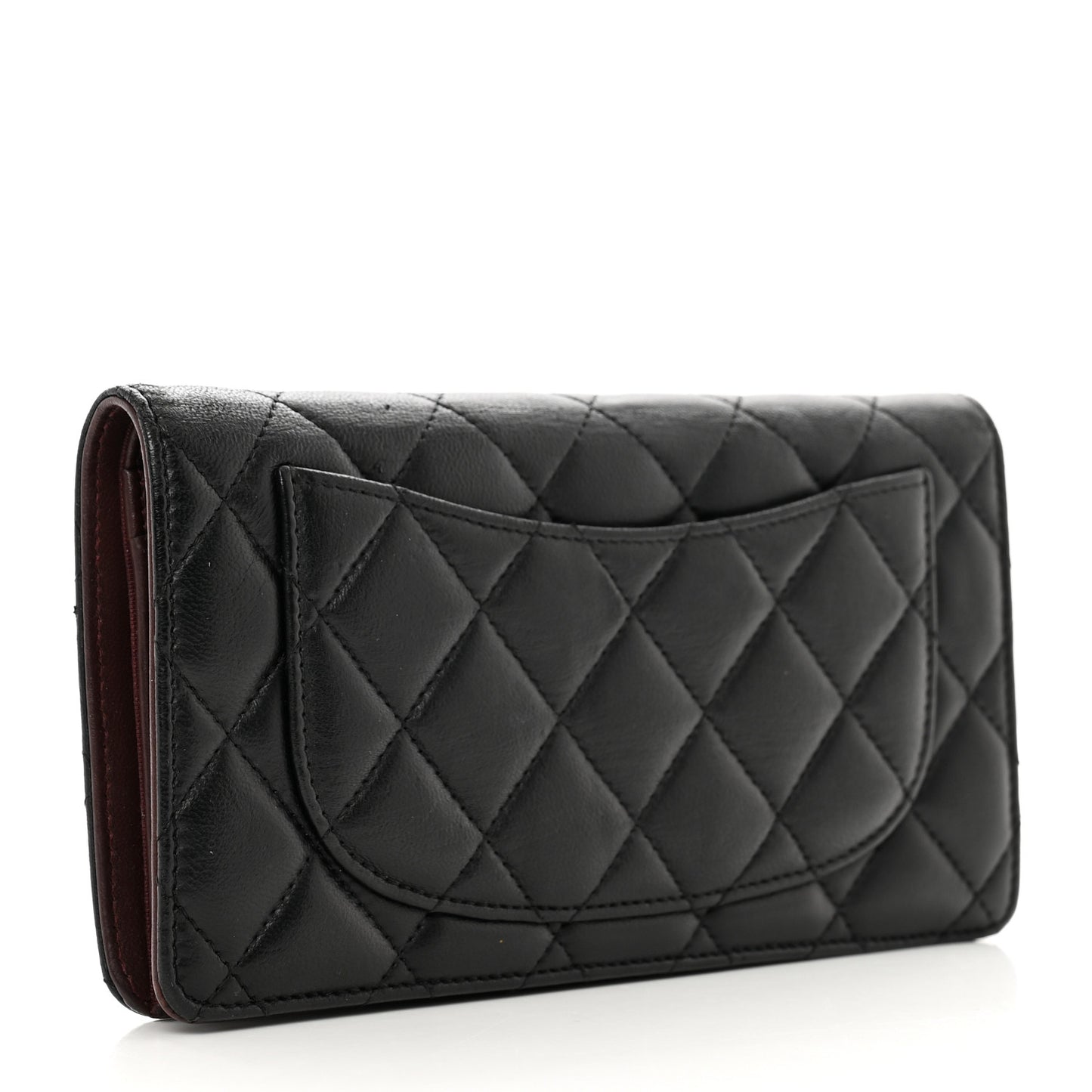 Lambskin Quilted Yen Wallet Black