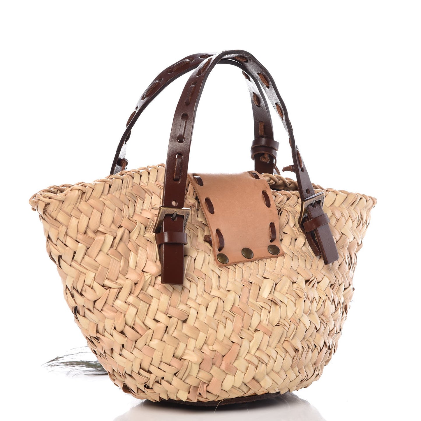 Woven Raffia Straw Tote Brown