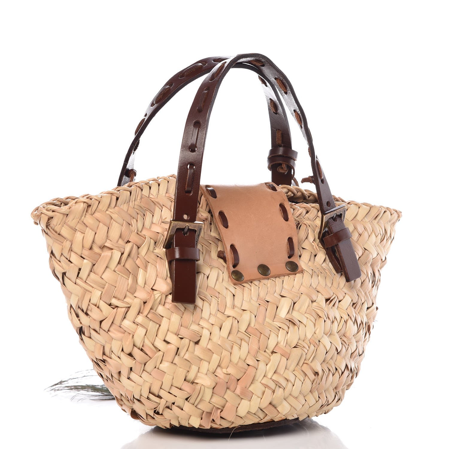 Dolce & Gabbana Woven Raffia Straw Tote Brown 5 of 13