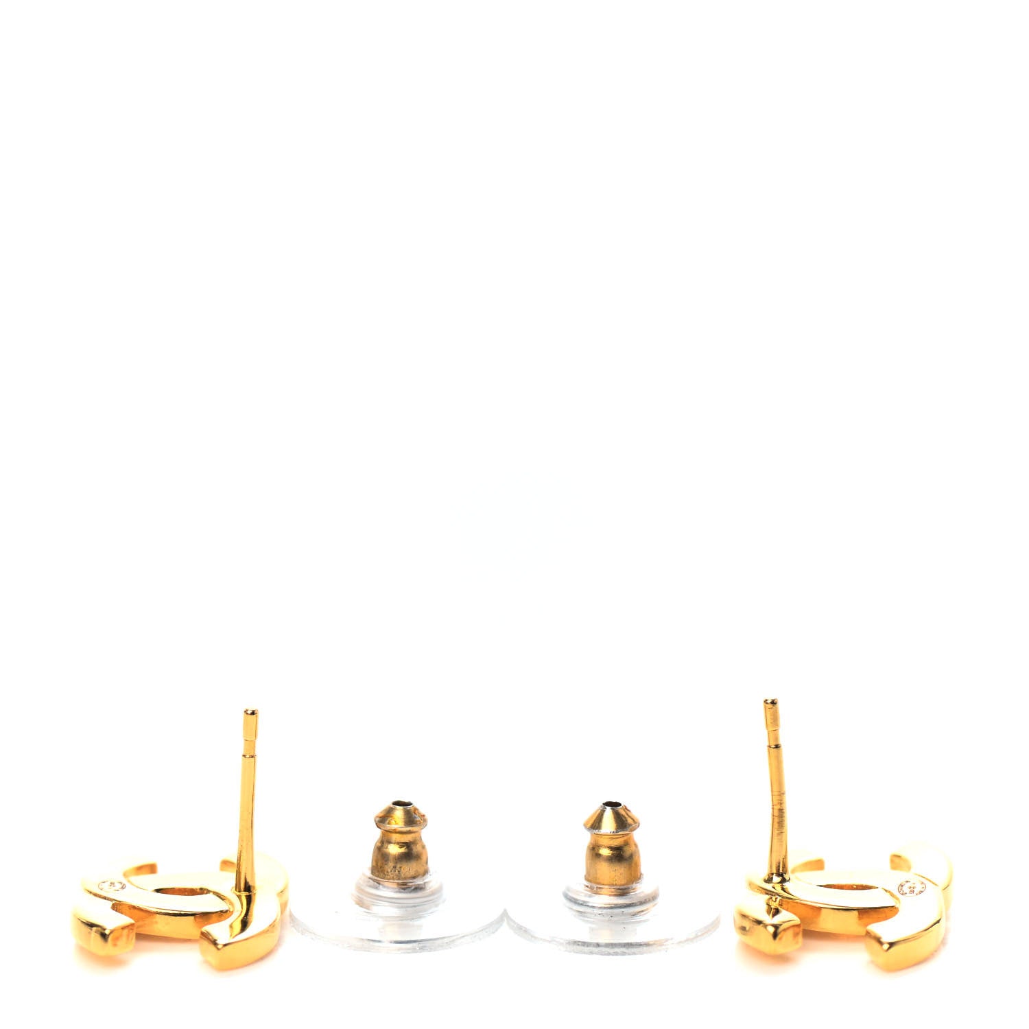 Chanel Metal CC Paris Button Stud Earrings Gold 3 of 4