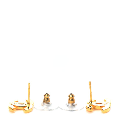 Chanel Metal CC Paris Button Stud Earrings Gold 3 of 4