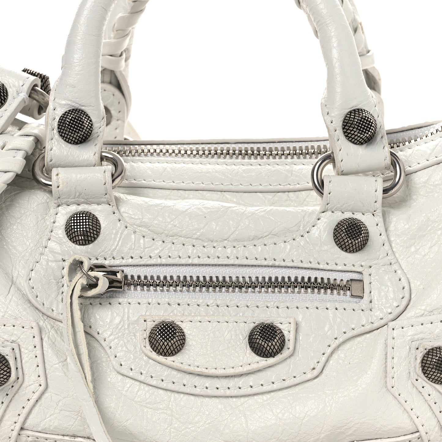 Agneau Arena Mini Le Cagole Duffle Crossbody Bag Optic White
