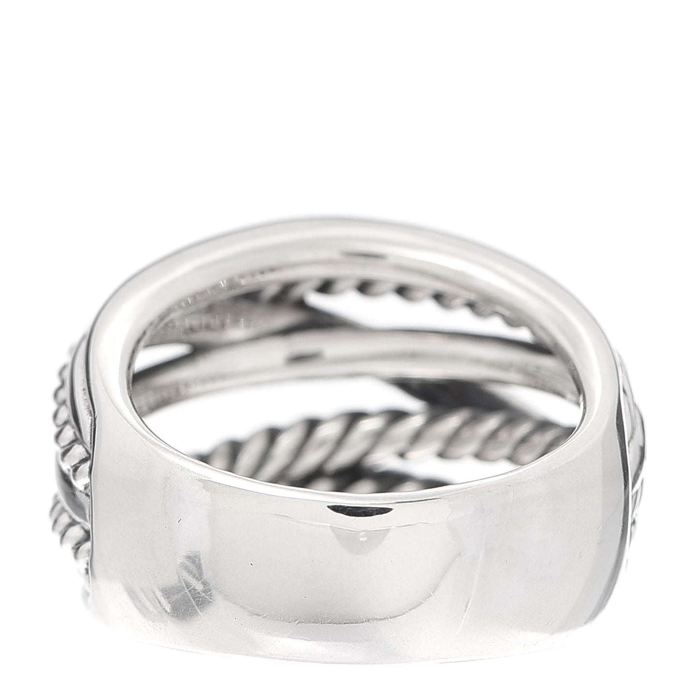 Sterling Silver 18mm Wide Crossover Cable Ring 57 8