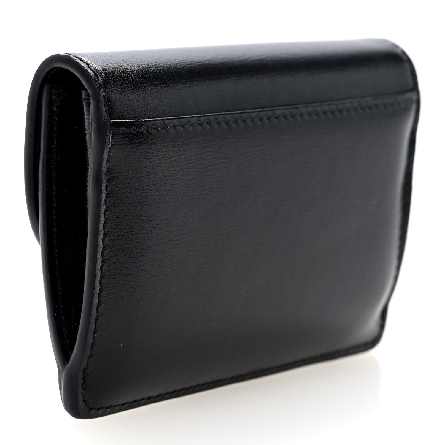 Celine Shiny Calfskin Triomphe Flap Card Holder Black 3 of 7