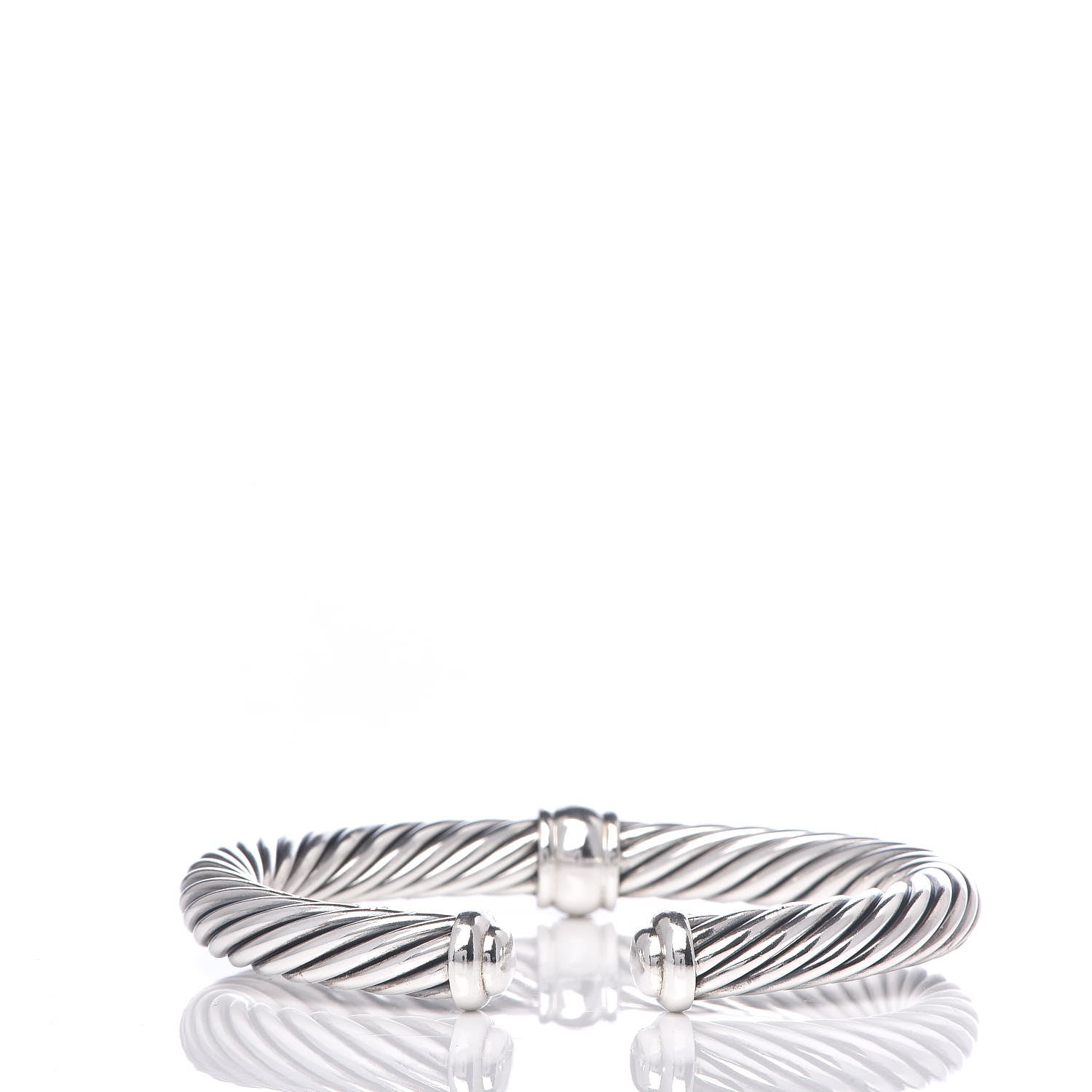 David Yurman Sterling Silver Black Diamond 7mm Cable Classics Station Bracelet 4 of 6