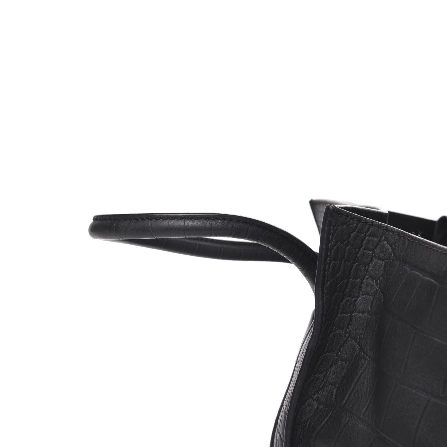Celine Crocodile Embossed Calfskin Medium Phantom Luggage Black 13 of 14