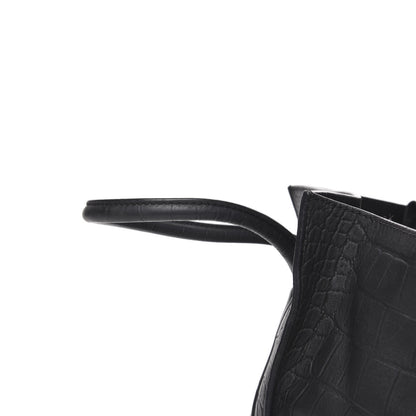 Celine Crocodile Embossed Calfskin Medium Phantom Luggage Black 13 of 14