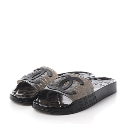 Chanel PVC CC Flat Slide Sandals 38 Black 2 of 10