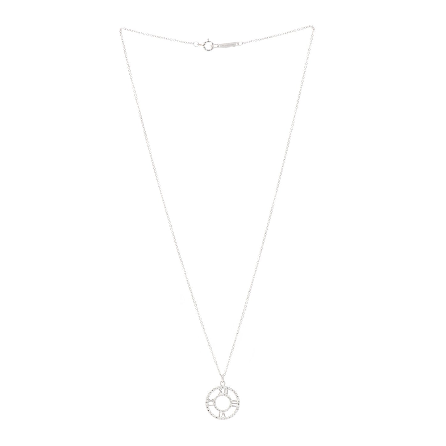 18K White Gold Diamond Small Atlas Open Pave Pendant Necklace