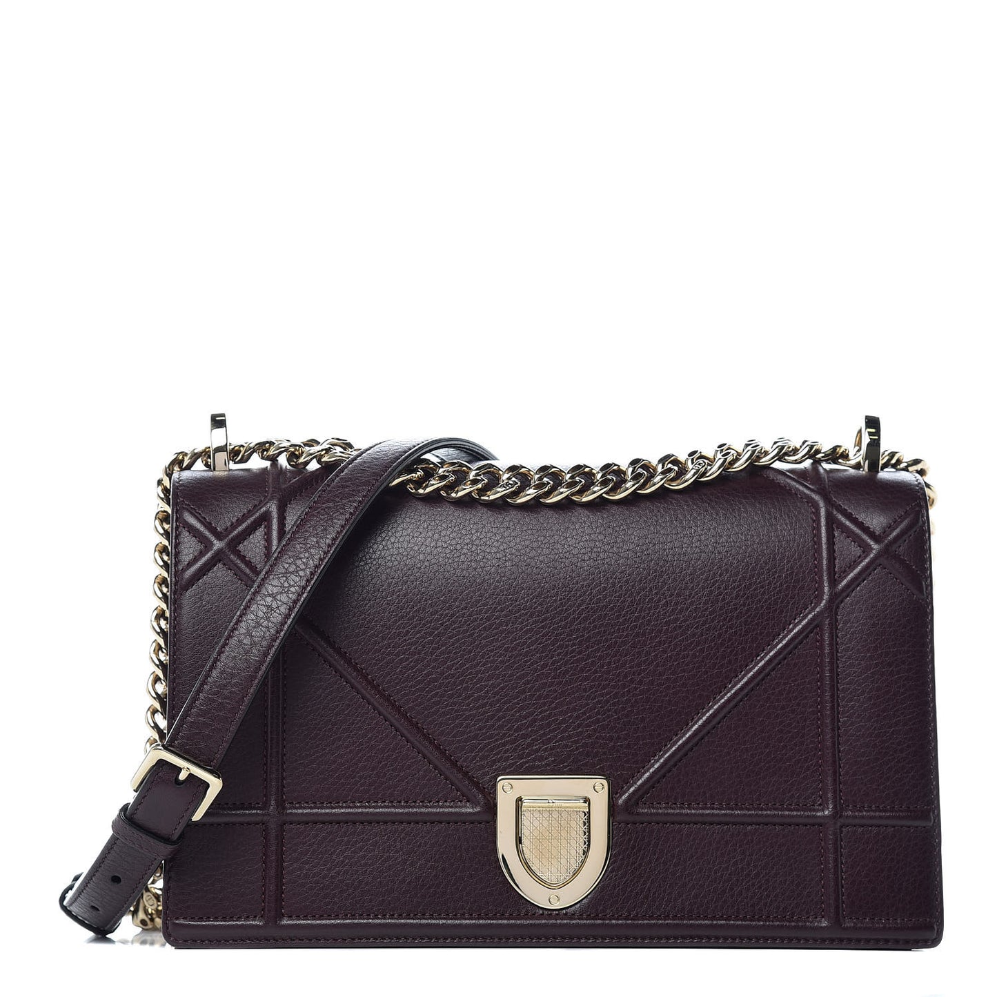 Grained Calfskin Medium Diorama Flap Bag Amaranth