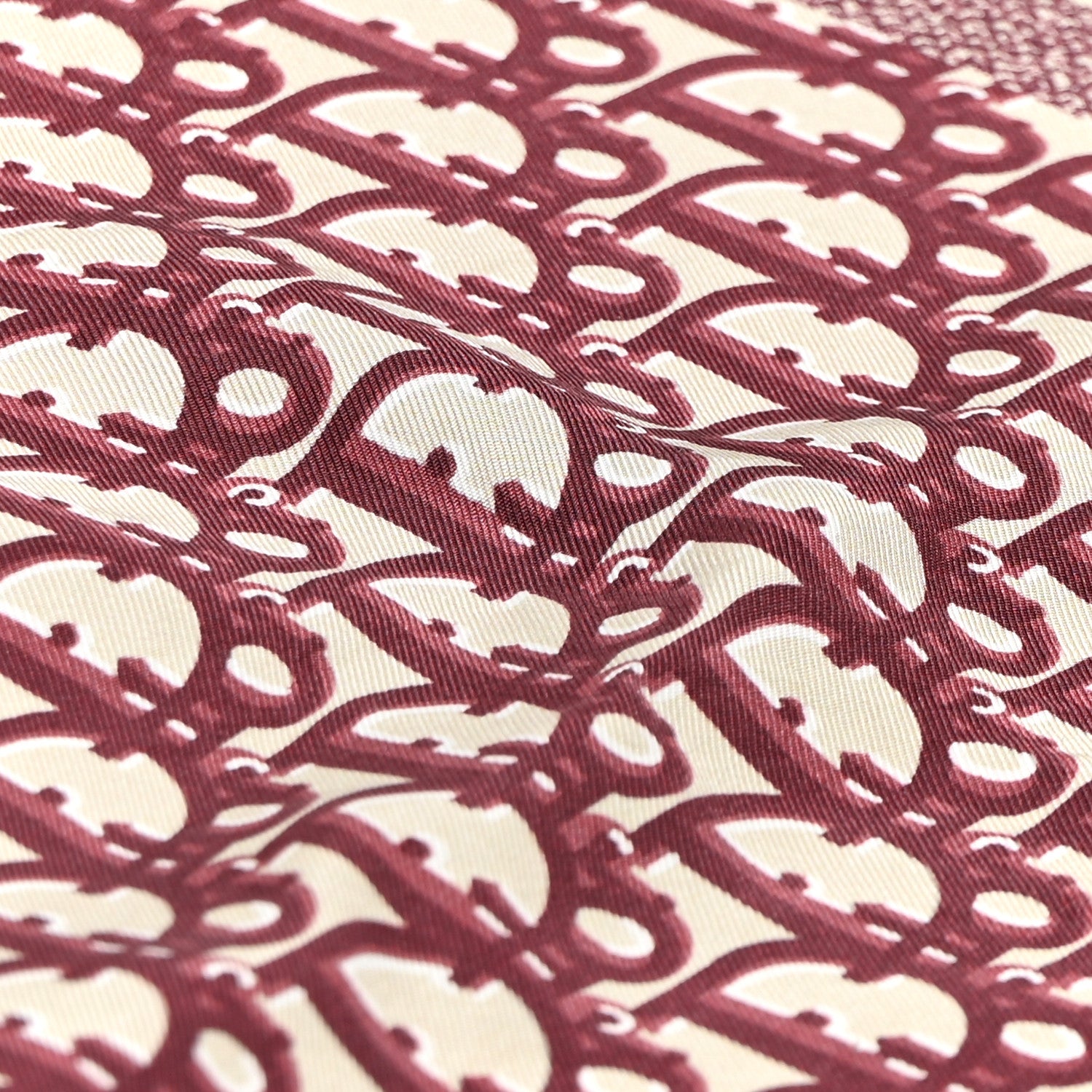 Christian Dior Silk Oblique Diortwin Square Scarf 90 Burgundy Navy Blue 5 of 9
