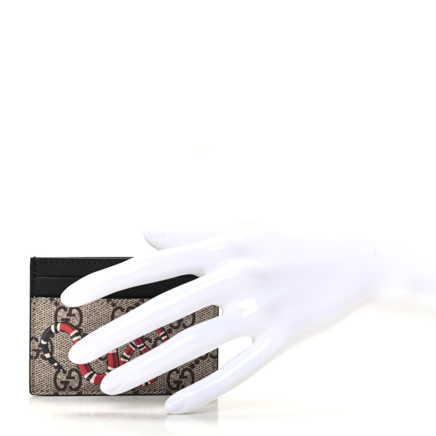 GG Supreme Monogram Kingsnake Card Holder Beige Black