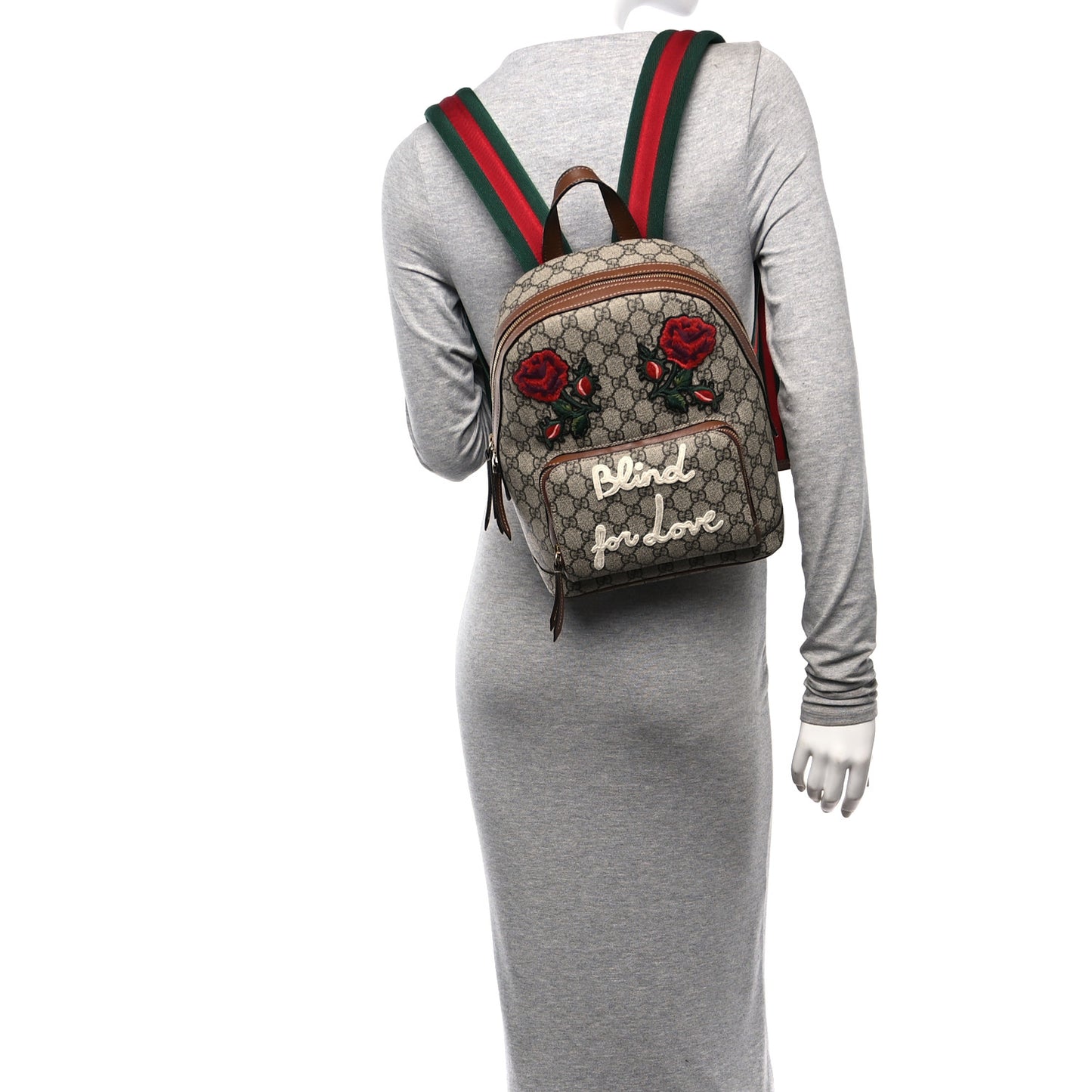 GG Supreme Monogram Web Blind For Love Embroidered Small Day Backpack