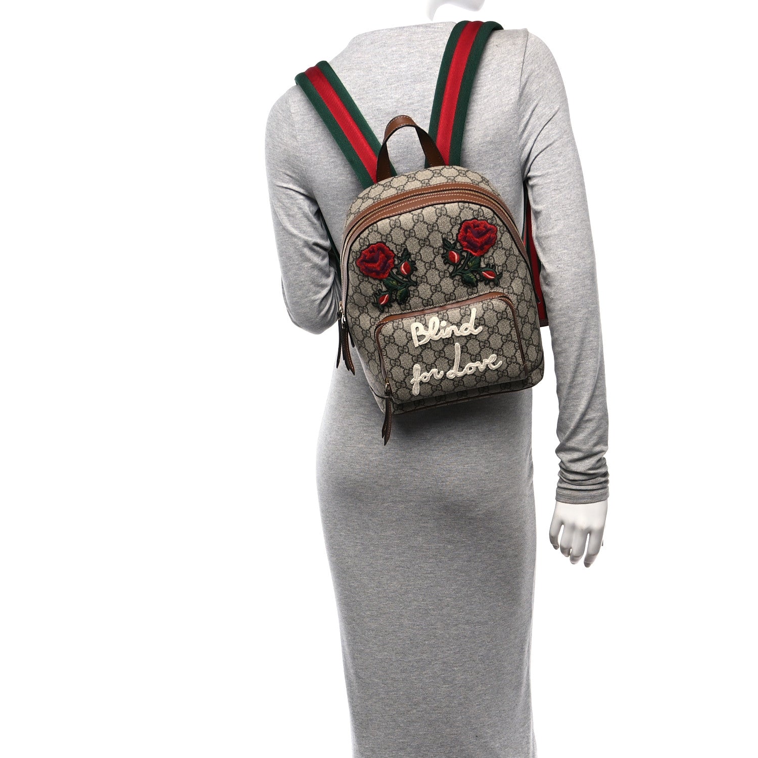 Gucci GG Supreme Monogram Web Blind For Love Embroidered Small Day Backpack 2 of 11