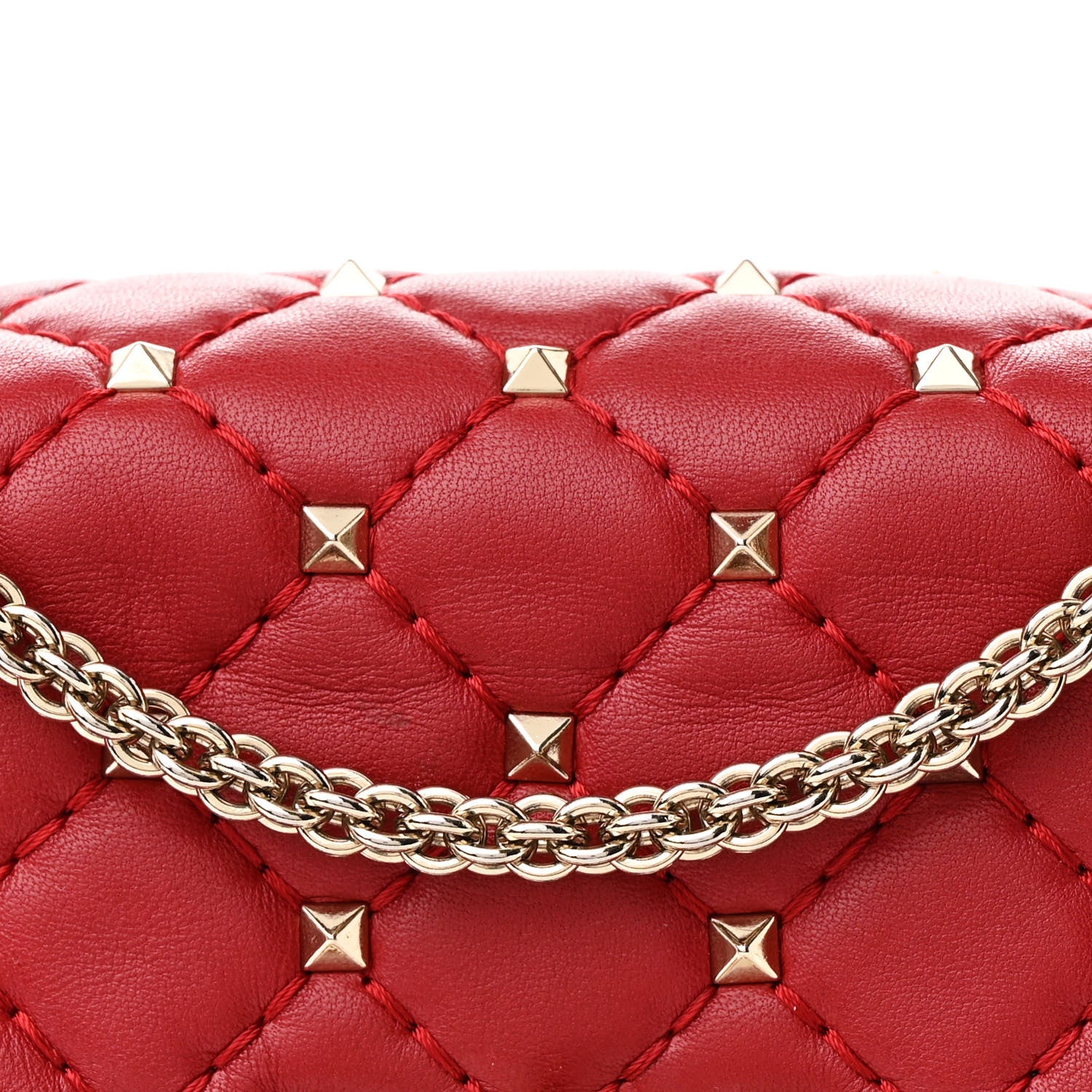 Valentino Garavani Lambskin Medium Rockstud Spike Shoulder Bag Red 7 of 10