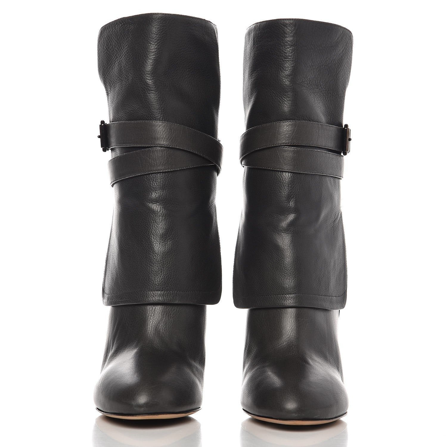 Jimmy Choo Calfskin Wrap Around Mid Calf Boots 39.5 Dark Grey 2 of 11