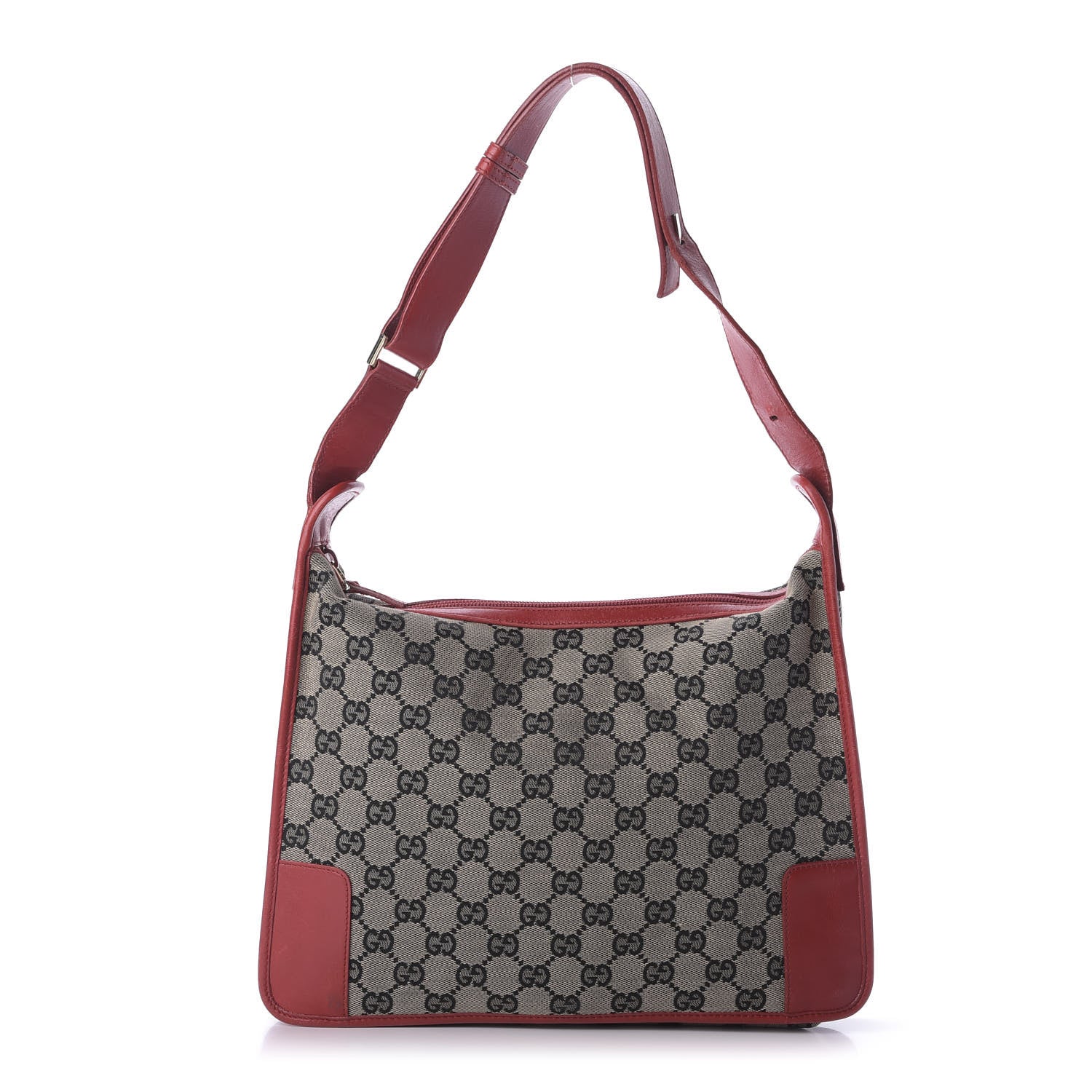 Gucci Monogram Shoulder Bag Black Red 1 of 9