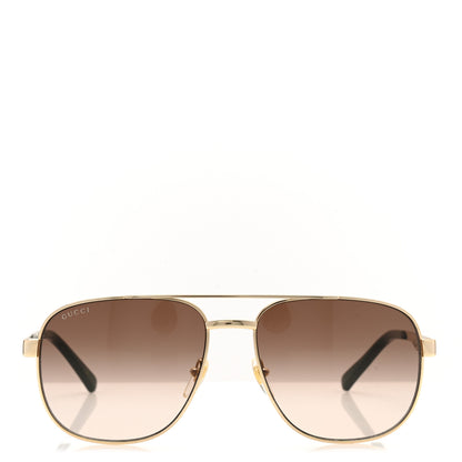 Gucci Metal Acetate Navigator Frame Sunglasses GG1223S XL Gold 2 of 8