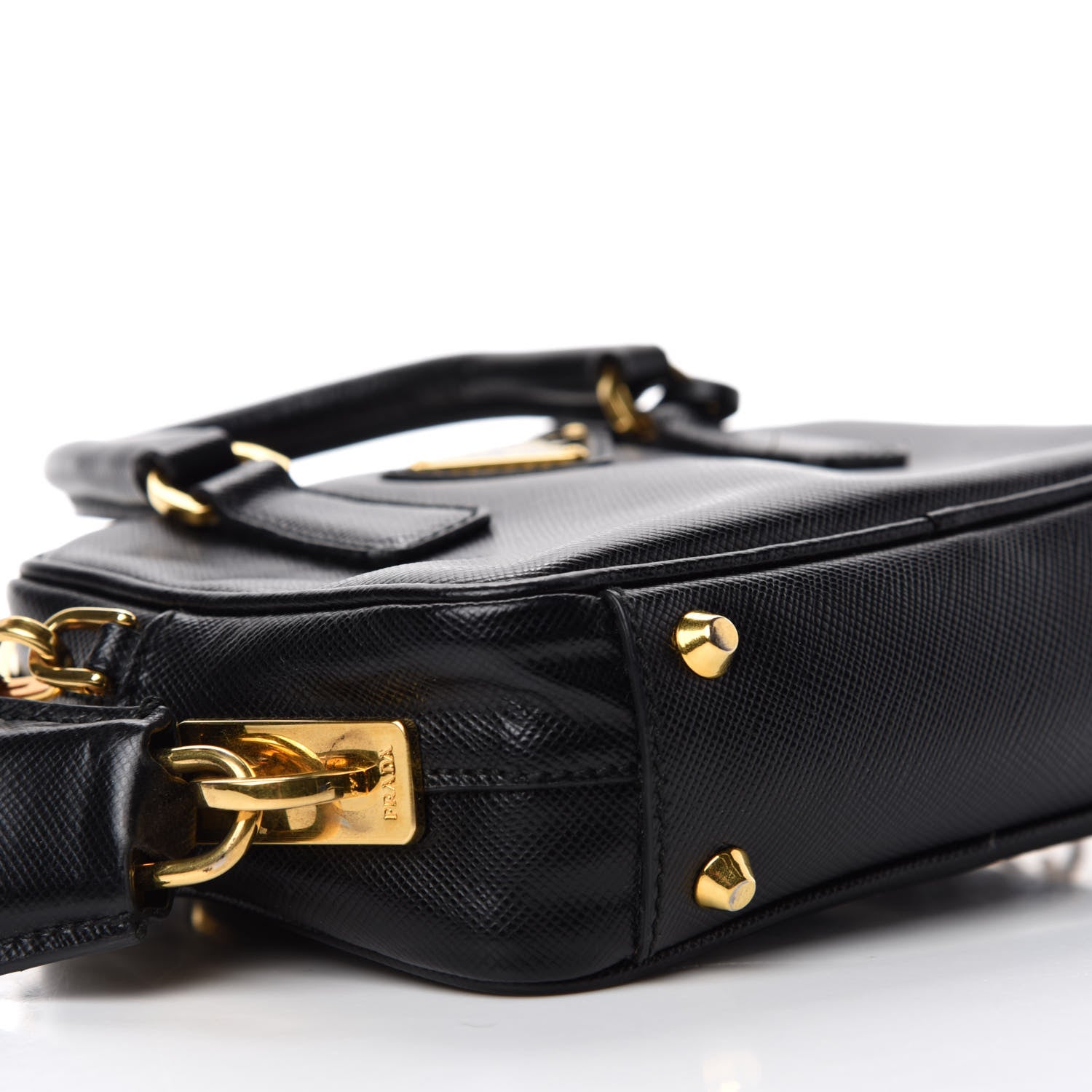 Prada Saffiano Lux Mini Top Handle Crossbody Bag Black 6 of 11