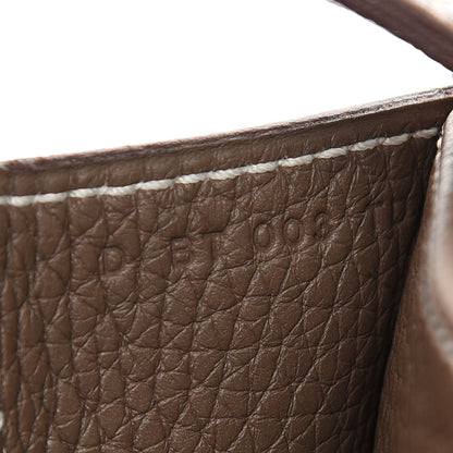 Hermes Taurillon Clemence Halzan 31 GM Etoupe 9 of 11