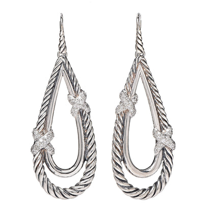 David Yurman Sterling Silver Diamond X Drop Earrings 1 of 4