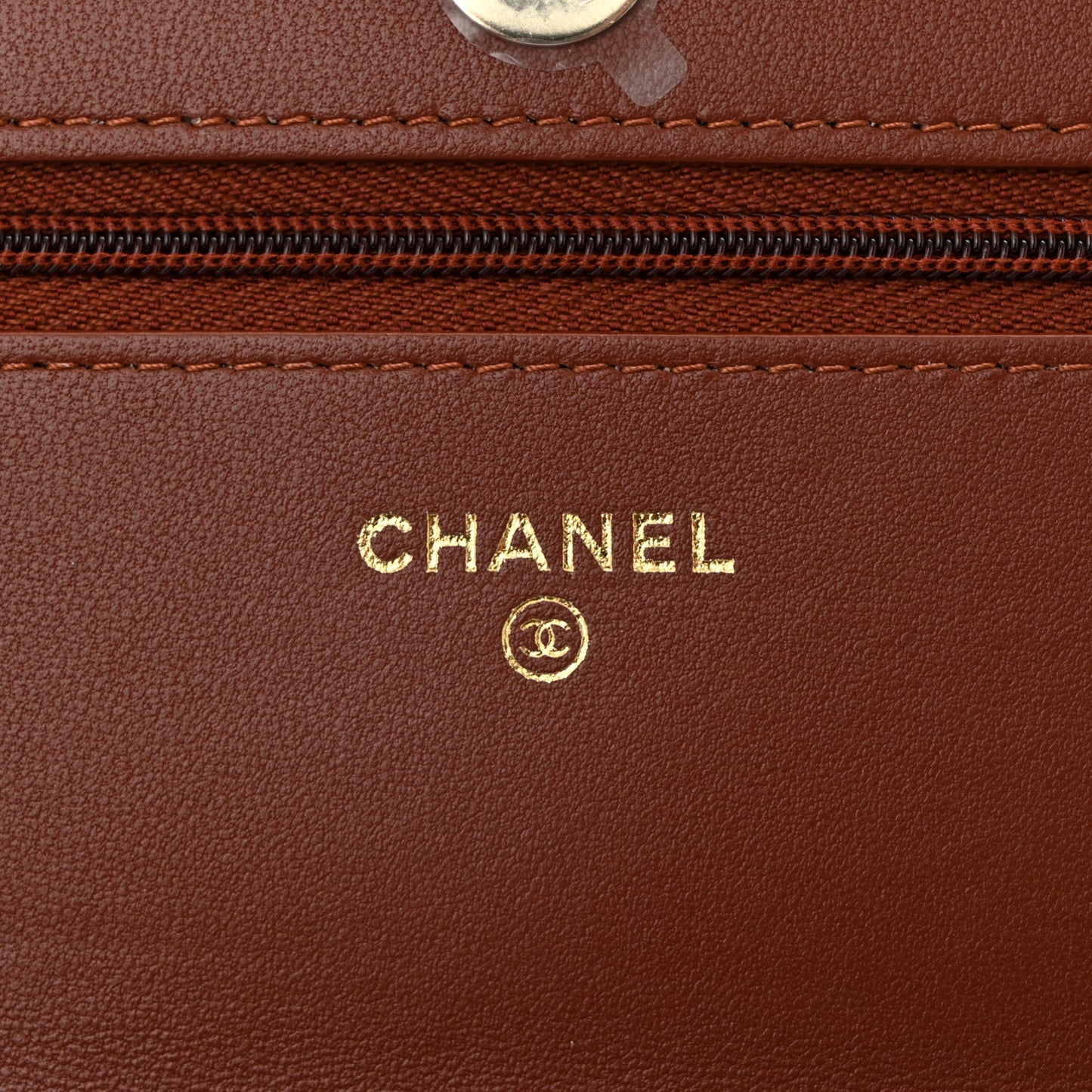 Lambskin Quilted Crystal Pearl CC Wallet On Chain WOC  Brown