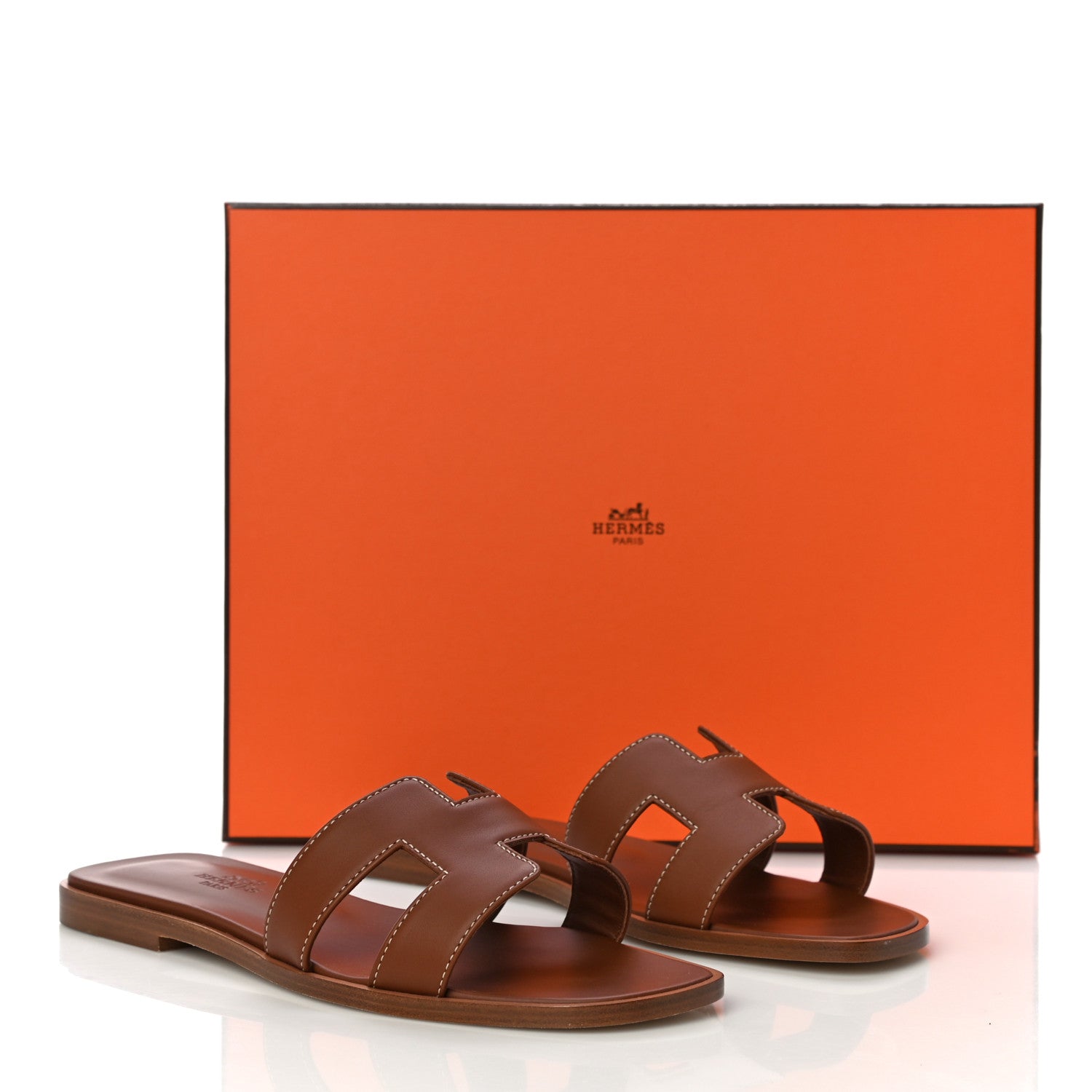 Hermes Box Calfskin Oran Sandals 36 Gold 10 of 10