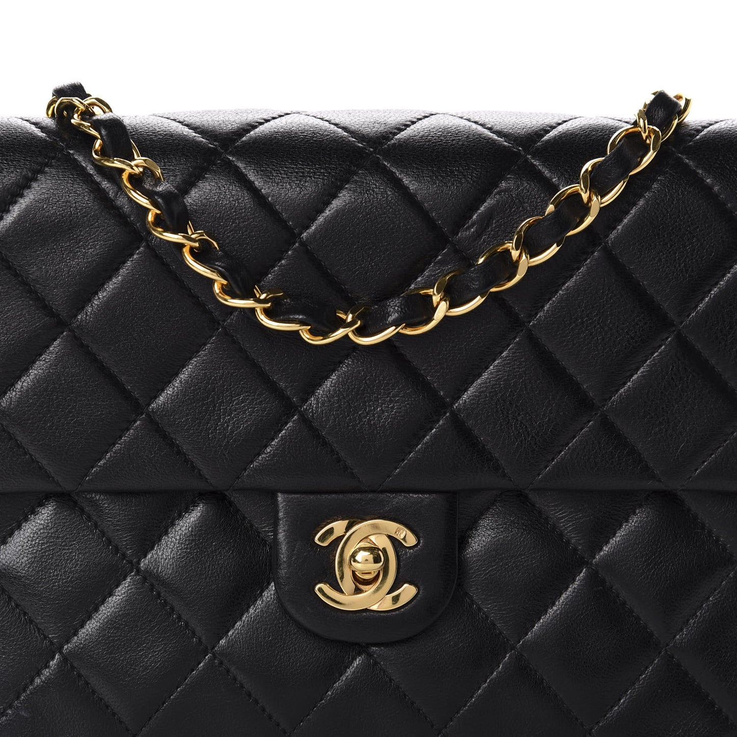 Lambskin Quilted Mini Square Flap Black