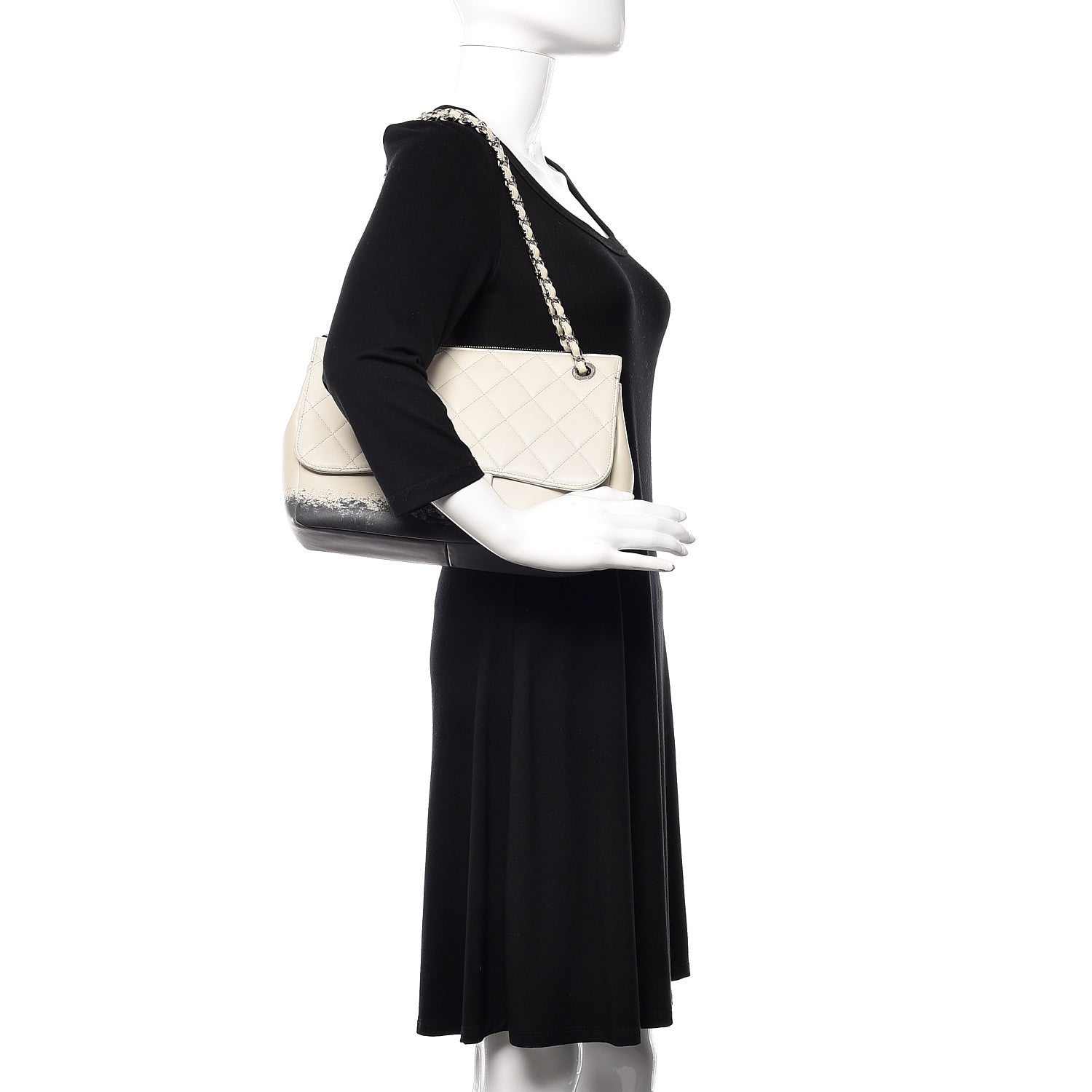 Chanel Lambskin Quilted Large Blizzard Zip Top Flap Light Beige